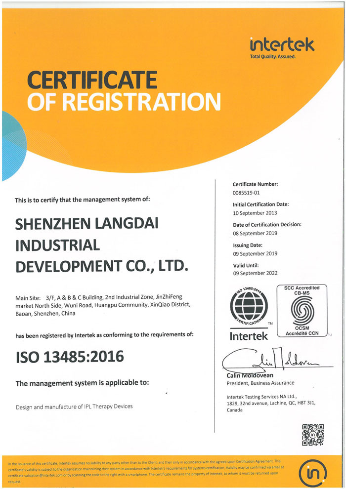Chine Shenzhen Langdai Industrial Development Co., Ltd. Certifications